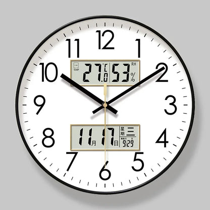 Horloge Murale Moderne – Température, Calendrier & Analogique Silencieuse