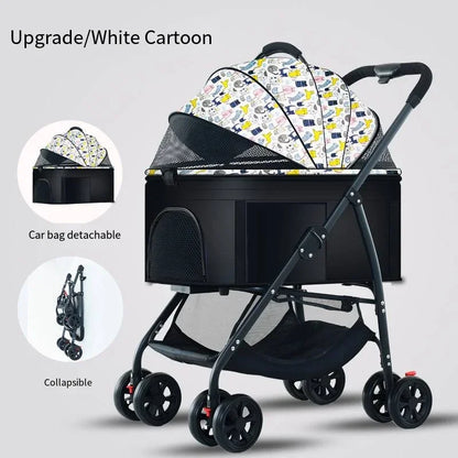 Poussette pour animaux 3en1 pliable avec nacelle détachable