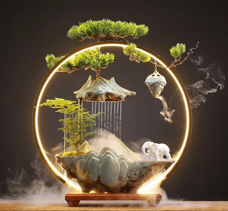Fontaine Décorative Céramique Émail – Style Néoclassique, 3 Tailles & 6 Designs