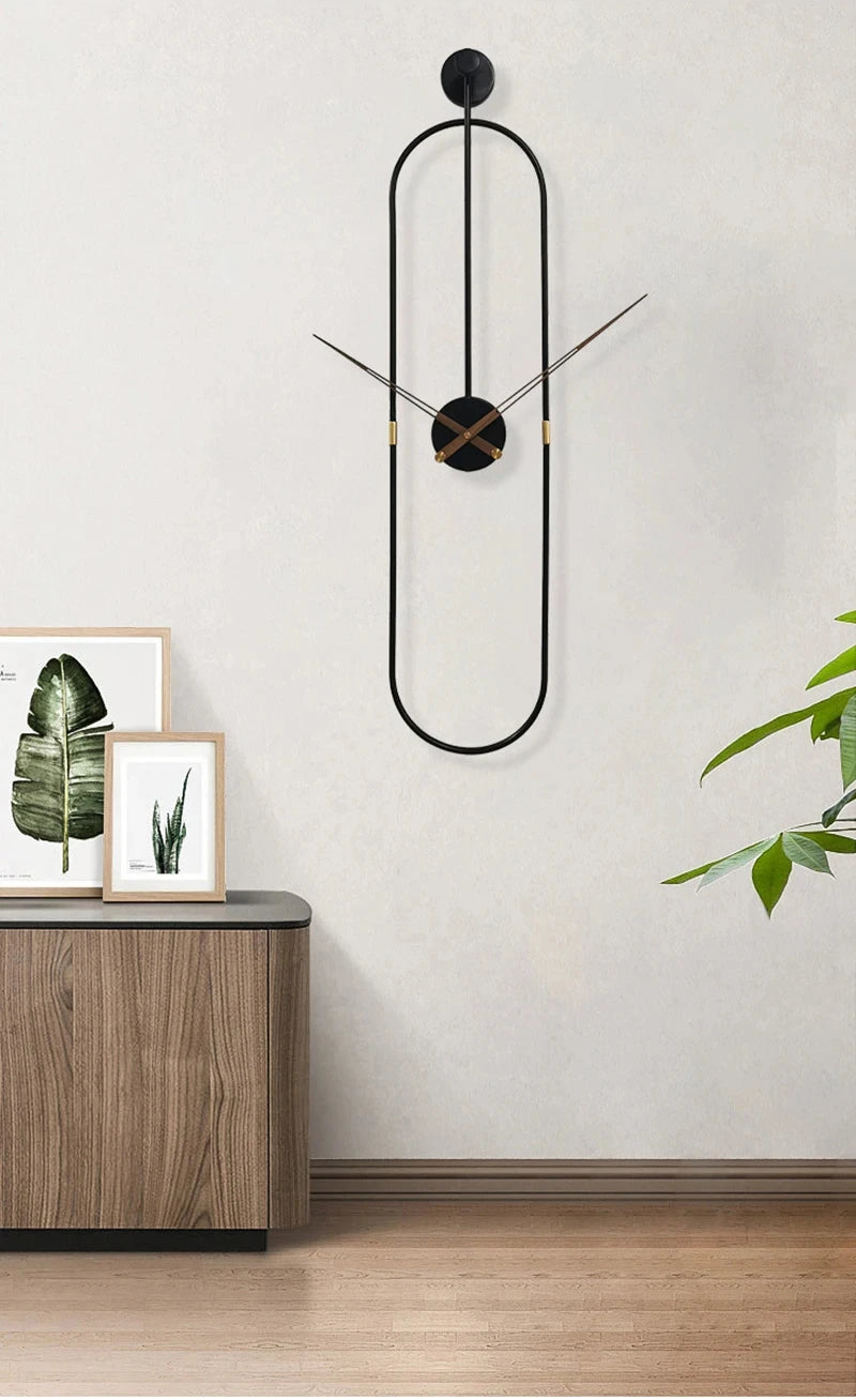 Horloge Murale Luxe Art Ovale Métal Silencieuse – Dorée ou Noire