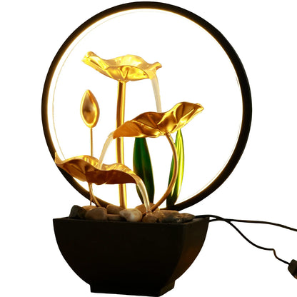 Fontaine de Bureau USB Anneau LED – Pierres Naturelles, Humidification & Méditation