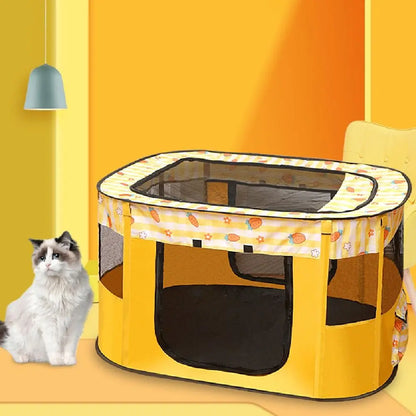 Parc pliable portable pour animaux, parois en filet et fermetures zippées