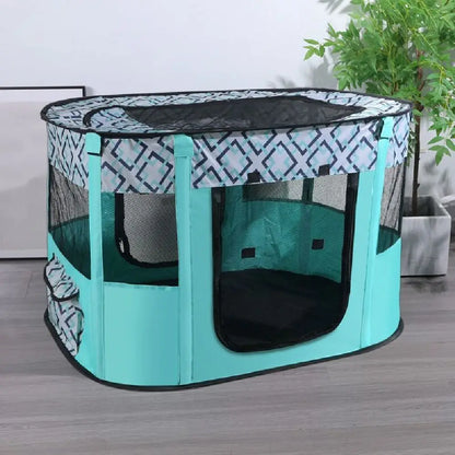 Parc pliable portable pour animaux, parois en filet et fermetures zippées