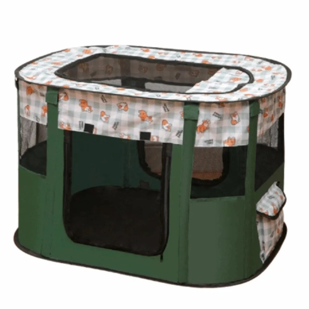 Parc pliable portable pour animaux, parois en filet et fermetures zippées
