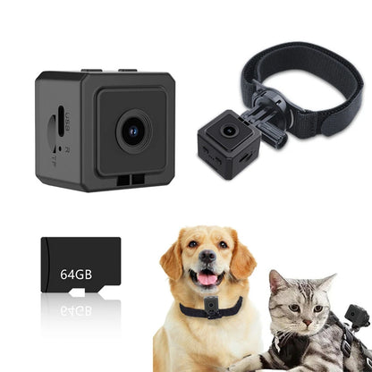 Caméra sport 1080p à fixation magnétique pour collier de chien et chat