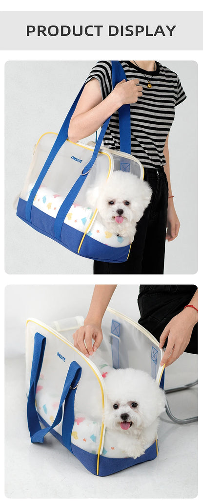 Sac de transport pour chien avec panneaux transparents et double poignée