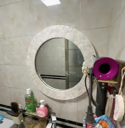 Miroir Mural Décoratif Rond – Nacre & MDF Style Nordique, 5 Designs
