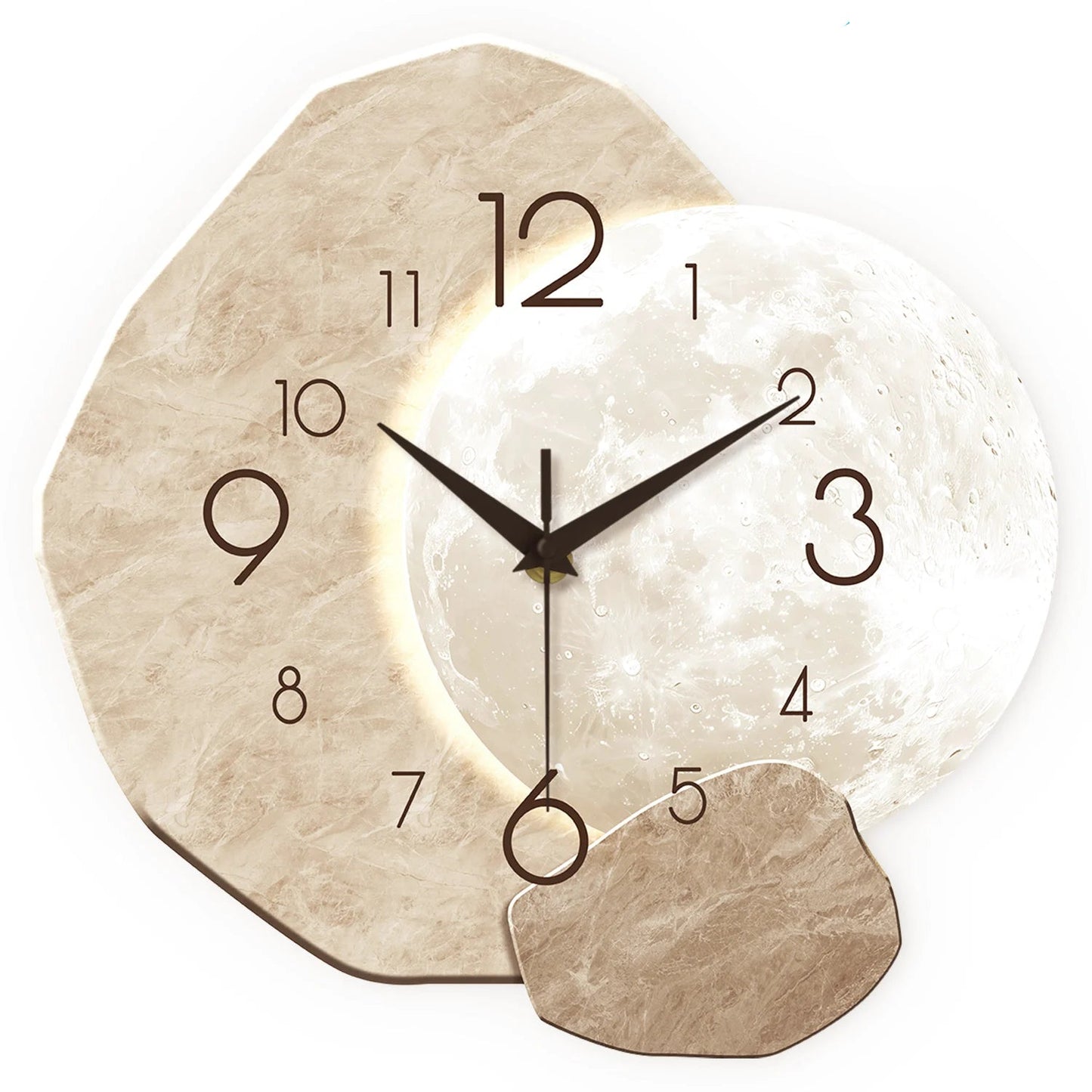 Horloge Murale Design Lune – Bois Silencieuse Style Japonais