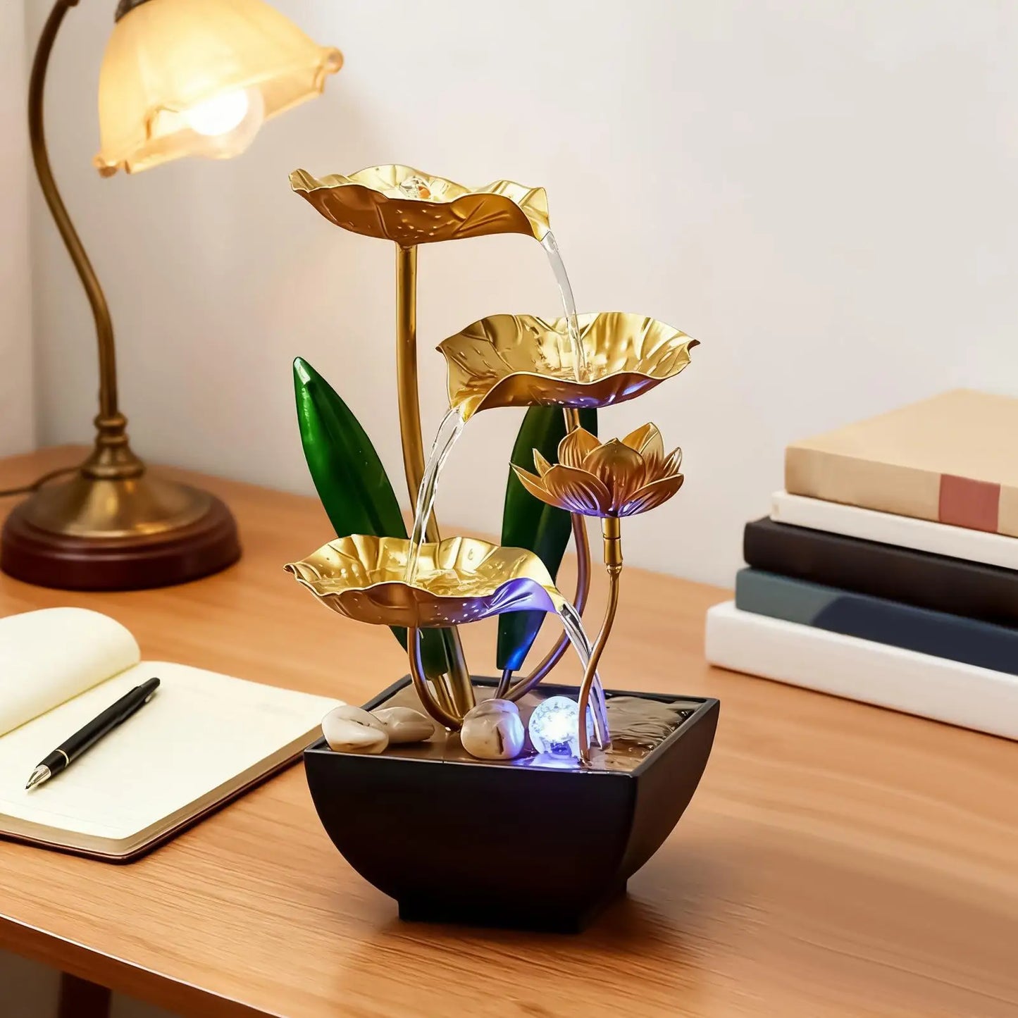 Fontaine de Bureau Zen LED 7 Couleurs – Sons Naturels & Structure 3 Niveaux