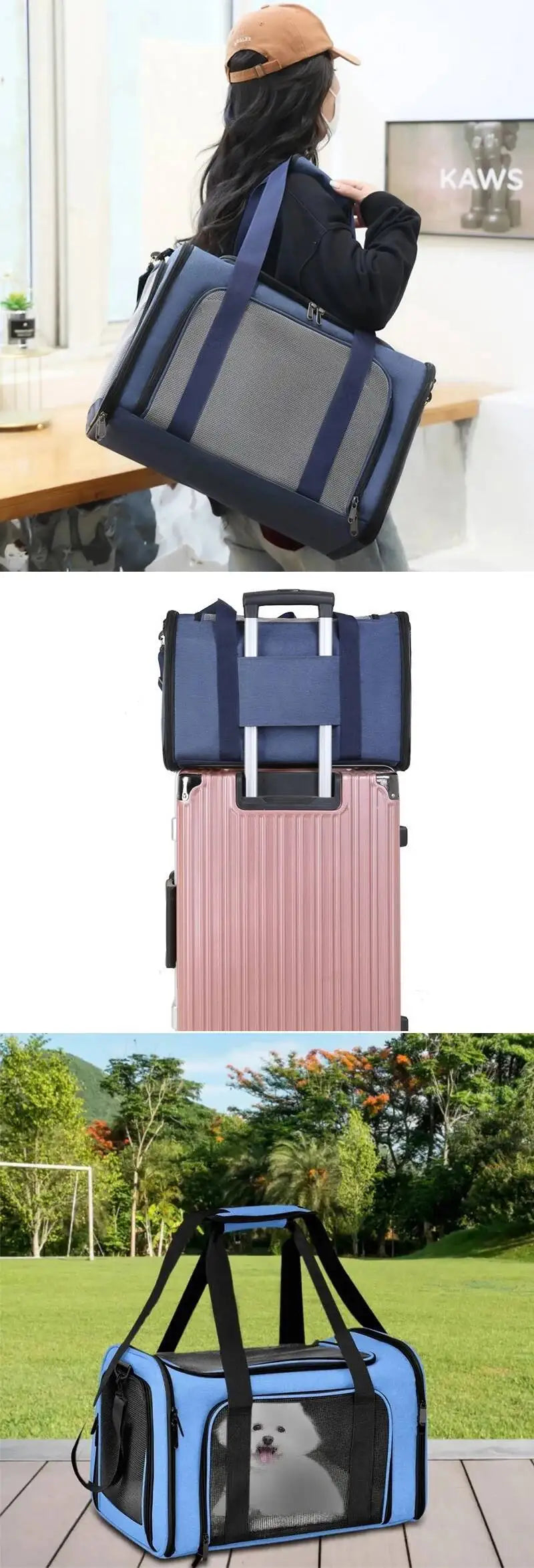 Sac à dos de transport pour chat et chien avec fenêtre en filet