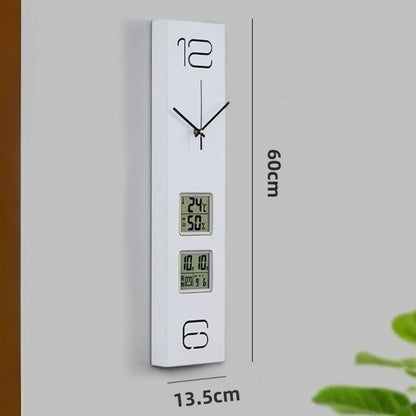 Horloge Murale Design Bois avec Date, Température et Humidité