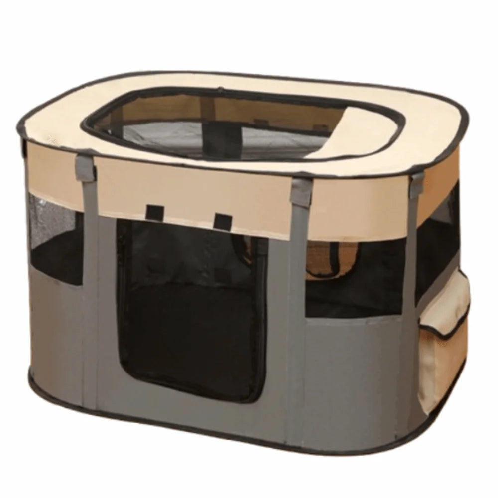 Parc pliable portable pour animaux, parois en filet et fermetures zippées
