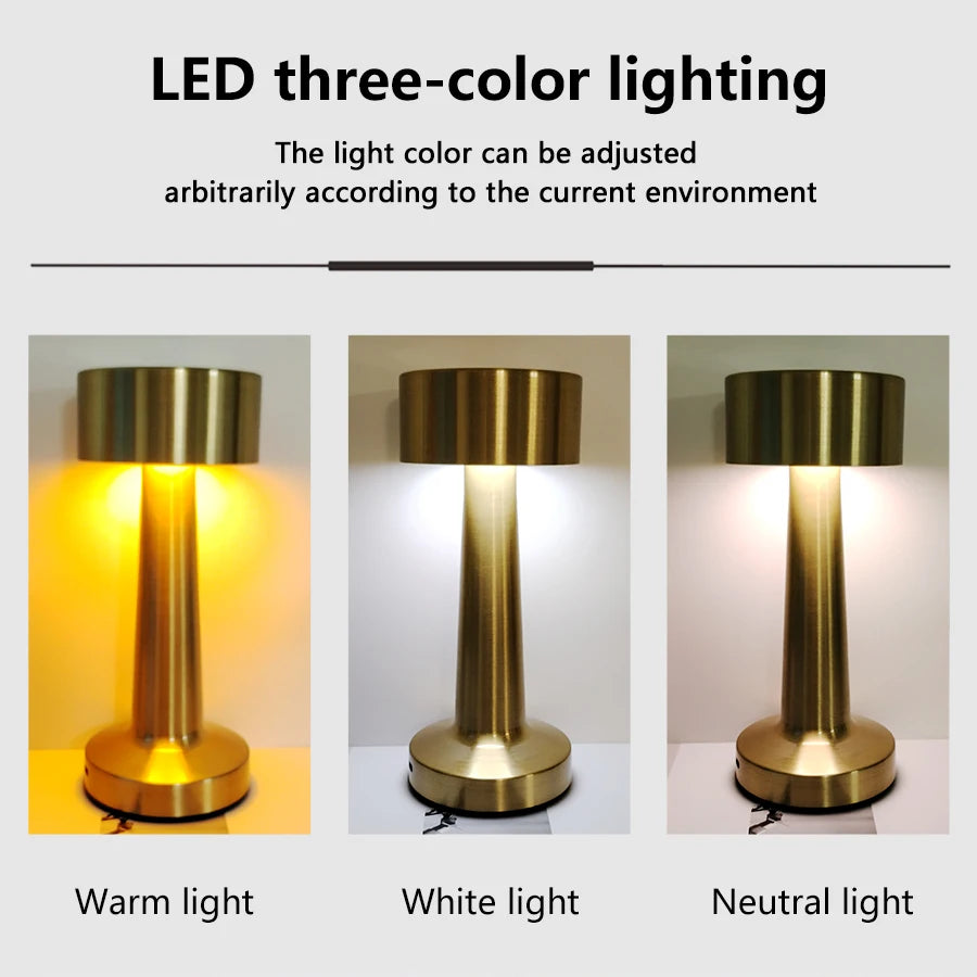 Lampe de Table LED Rétro Rechargeable – 3 Intensités & Tactile