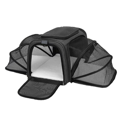 Sac de transport extensible pour chat avec panneaux en filet zippés