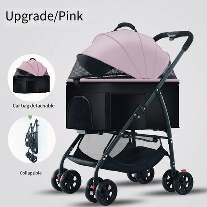 Poussette pour animaux 3en1 pliable avec nacelle détachable