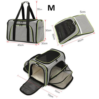 Sac de transport extensible pour chat avec panneaux en filet zippés