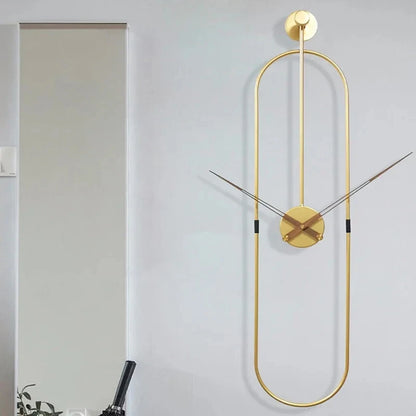 Horloge Murale Luxe Art Ovale Métal Silencieuse – Dorée ou Noire