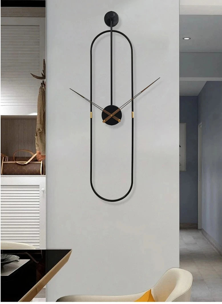 Horloge Murale Luxe Art Ovale Métal Silencieuse – Dorée ou Noire