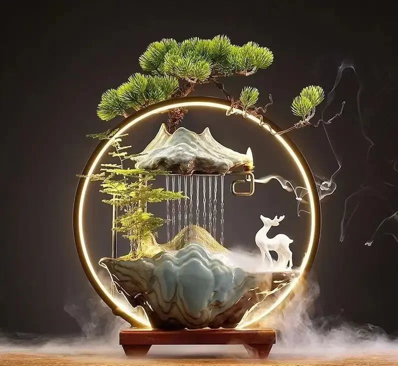 Fontaine Décorative Céramique Émail – Style Néoclassique, 3 Tailles & 6 Designs
