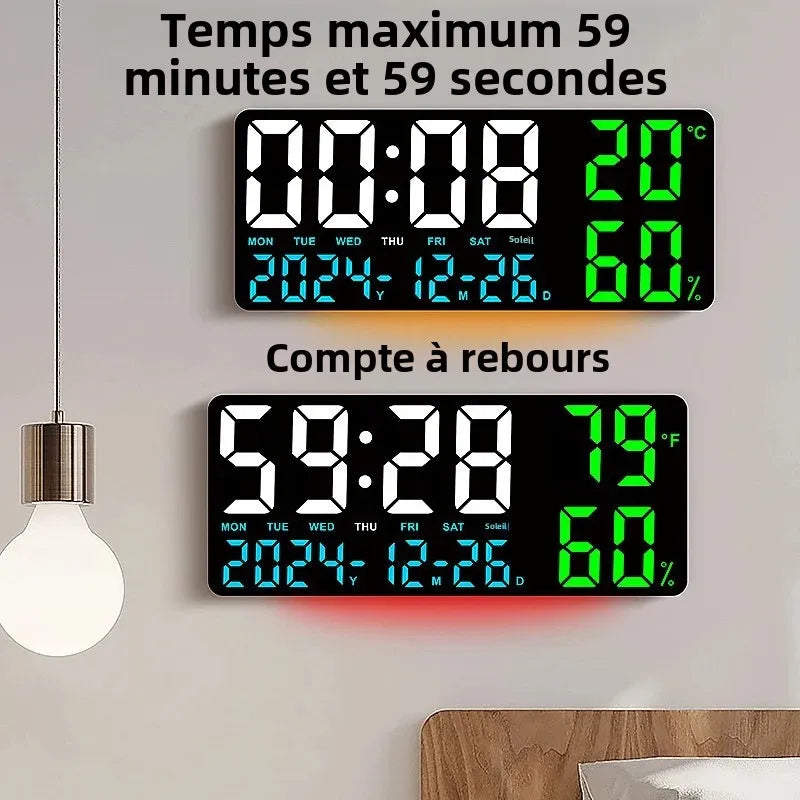Horloge Digitale LED Multifonction – Alarme, Température, Humidité & Ambiance 7 Couleurs