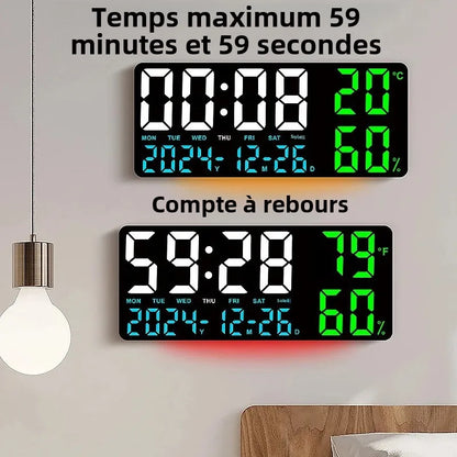 Horloge Digitale LED Multifonction – Alarme, Température, Humidité & Ambiance 7 Couleurs