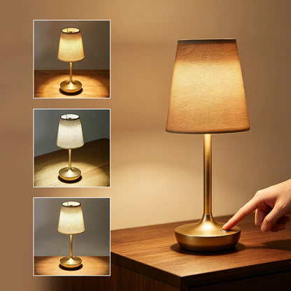 Lampe de Table Classique Rechargeable – Abat-jour Tissu & 3 Températures