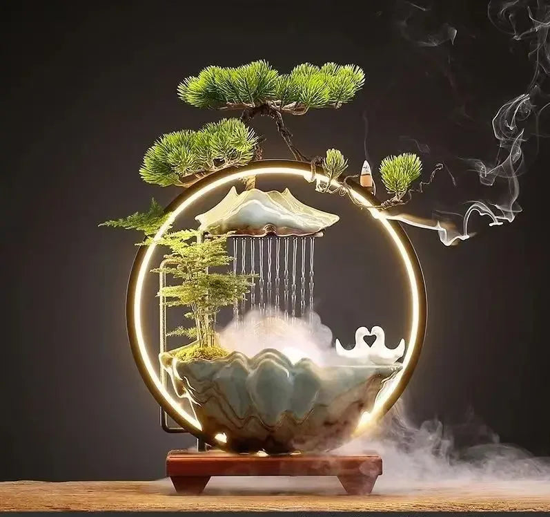 Fontaine Décorative Céramique Émail – Style Néoclassique, 3 Tailles & 6 Designs