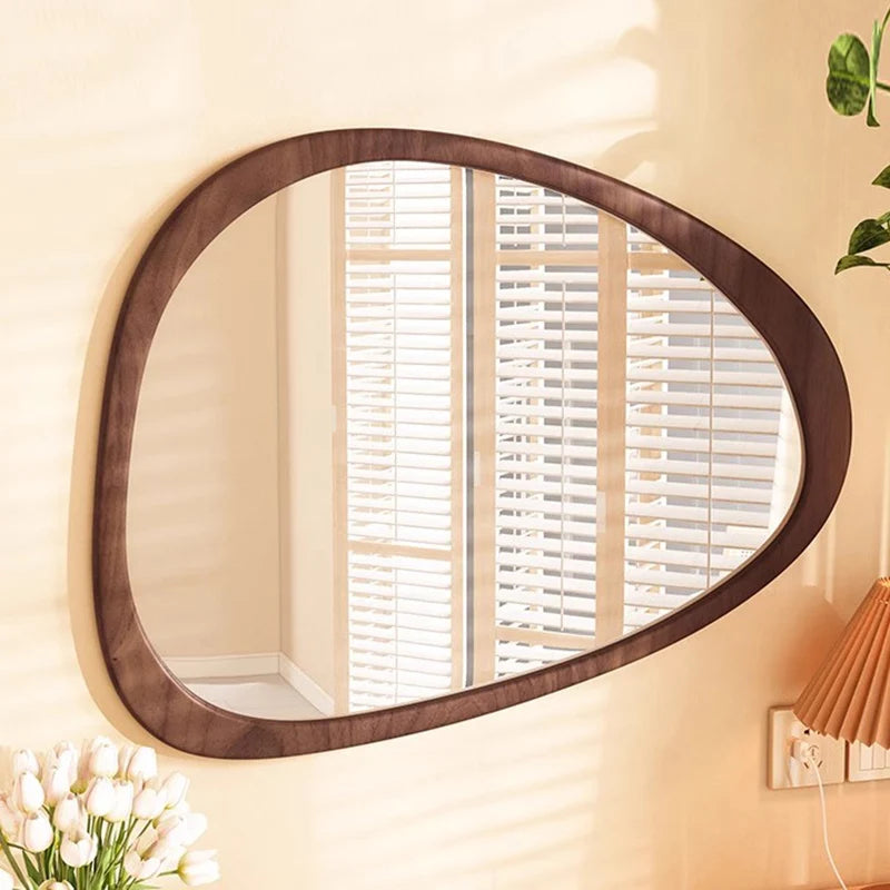 Miroir Mural Irrégulier Bois Asymétrique – Style Moderne, 4 Grandes Tailles