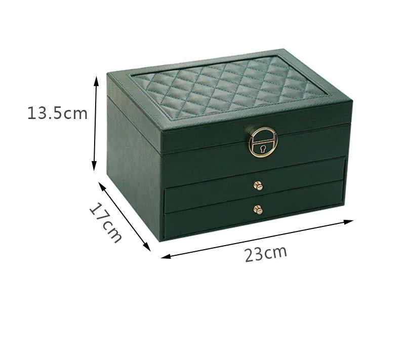 Large Jewelry Storage Box Multi-Layer Organizer For Jewelry Necklace Earring Leather Jewellery Storage Packaging Display Boxes