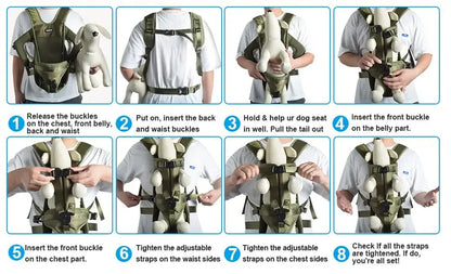 Porte-bébé pour chien avec harnais avant réglable et boucles sécurisées