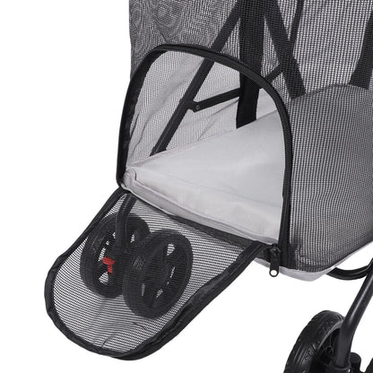 Poussette pour Chien et Chat – Pliage 1 Clic, 4 Roues, Pare-Soleil & Porte-Gobelet