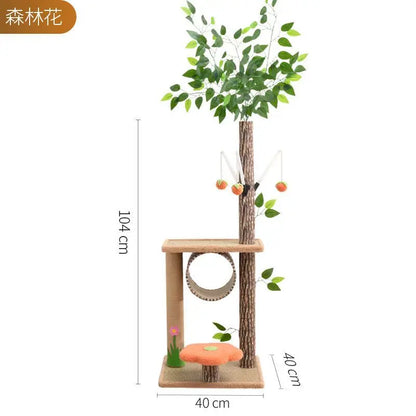 Arbre à chat maison forestière 155cm avec hamacs et griffoirs sisal