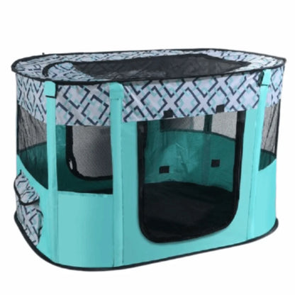 Parc pliable portable pour animaux, parois en filet et fermetures zippées