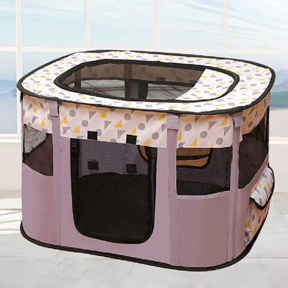 Parc pliable portable pour animaux, parois en filet et fermetures zippées
