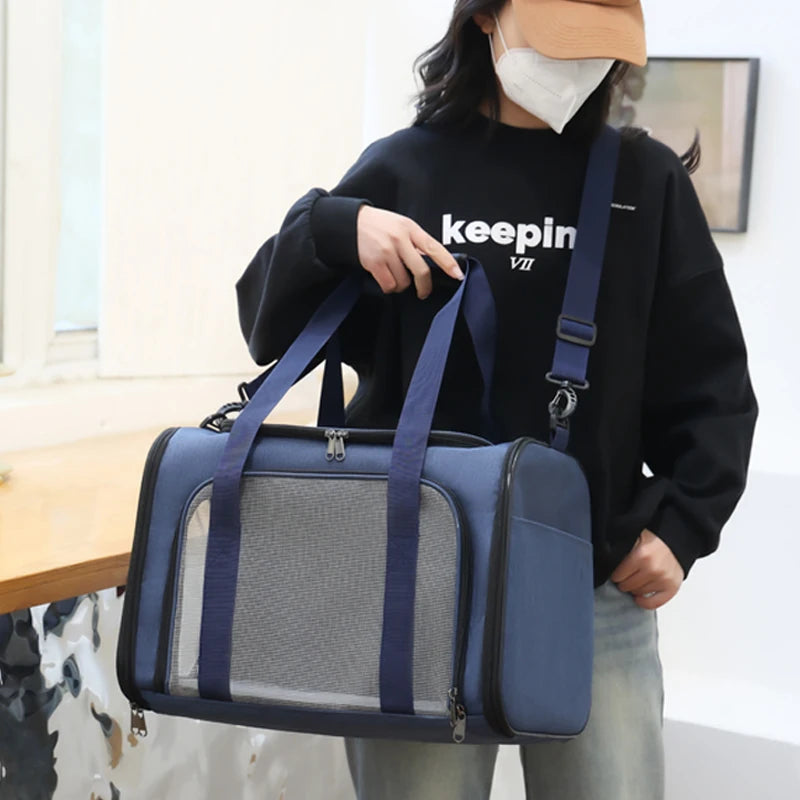 Sac à dos de transport pour chat et chien avec fenêtre en filet