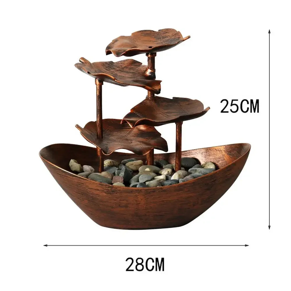 Fontaine Feuille de Lotus Métal LED – Cascade Zen USB, 3 Finitions