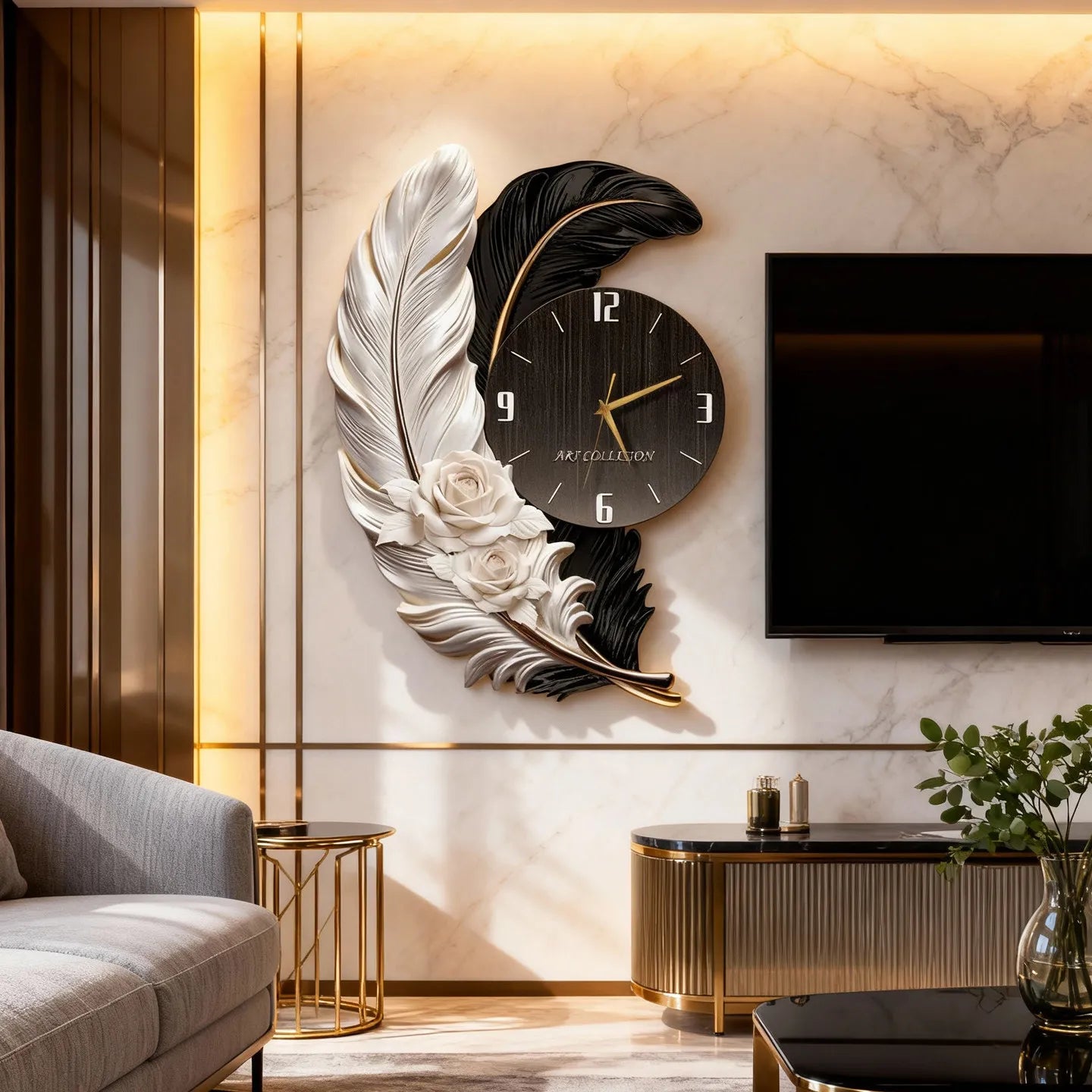 Horloge Murale Luxe Grande Taille Silencieuse – Version Lumineuse ou Standard, 3 Styles