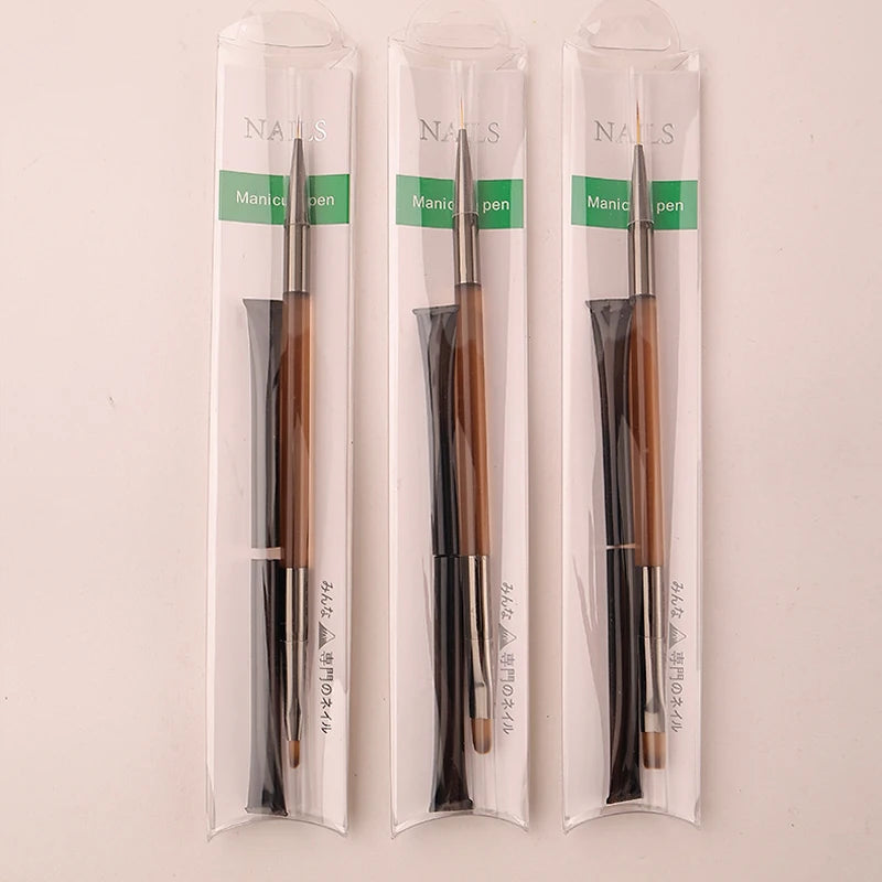 Kit 3 Pinceaux Nail Art Double Embout – Précision Professionnelle UV Gel