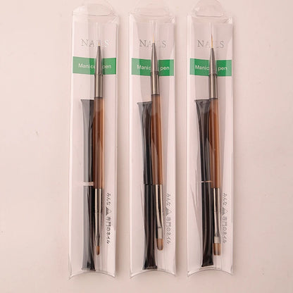 Kit 3 Pinceaux Nail Art Double Embout – Précision Professionnelle UV Gel