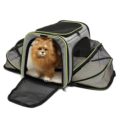 Sac de transport extensible pour chat avec panneaux en filet zippés