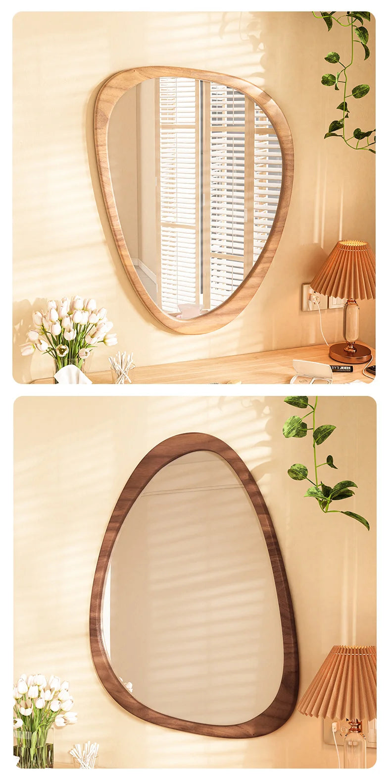 Miroir Mural Irrégulier Bois Asymétrique – Style Moderne, 4 Grandes Tailles