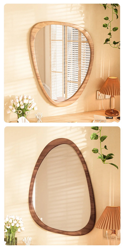 Miroir Mural Irrégulier Bois Asymétrique – Style Moderne, 4 Grandes Tailles