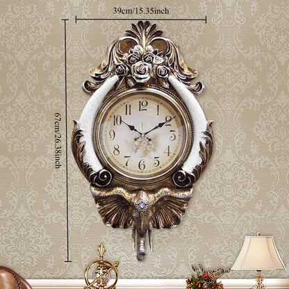 Horloge Murale Luxe Éléphant – Style Européen Rétro, 3 Finitions