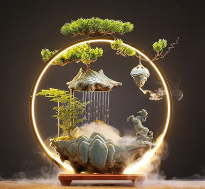 Fontaine Décorative Céramique Émail – Style Néoclassique, 3 Tailles & 6 Designs