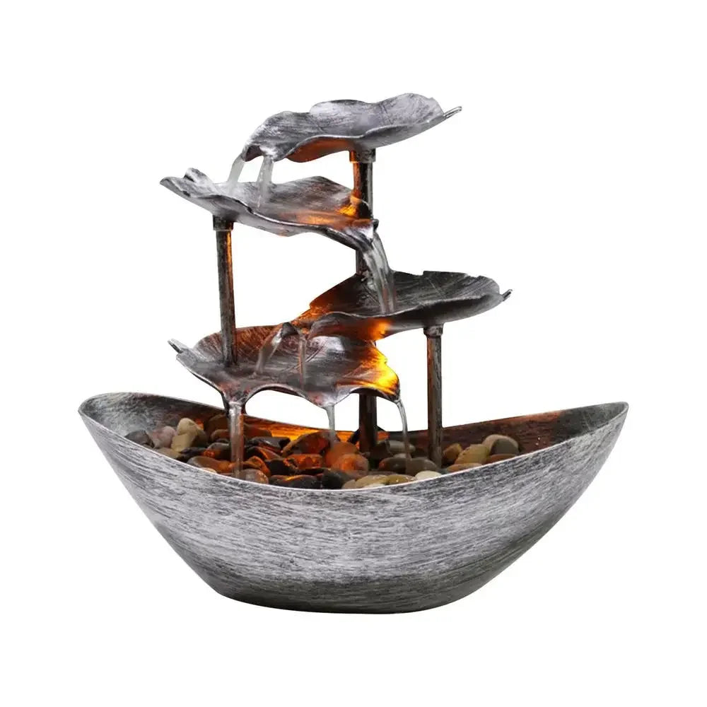 Fontaine Feuille de Lotus Métal LED – Cascade Zen USB, 3 Finitions