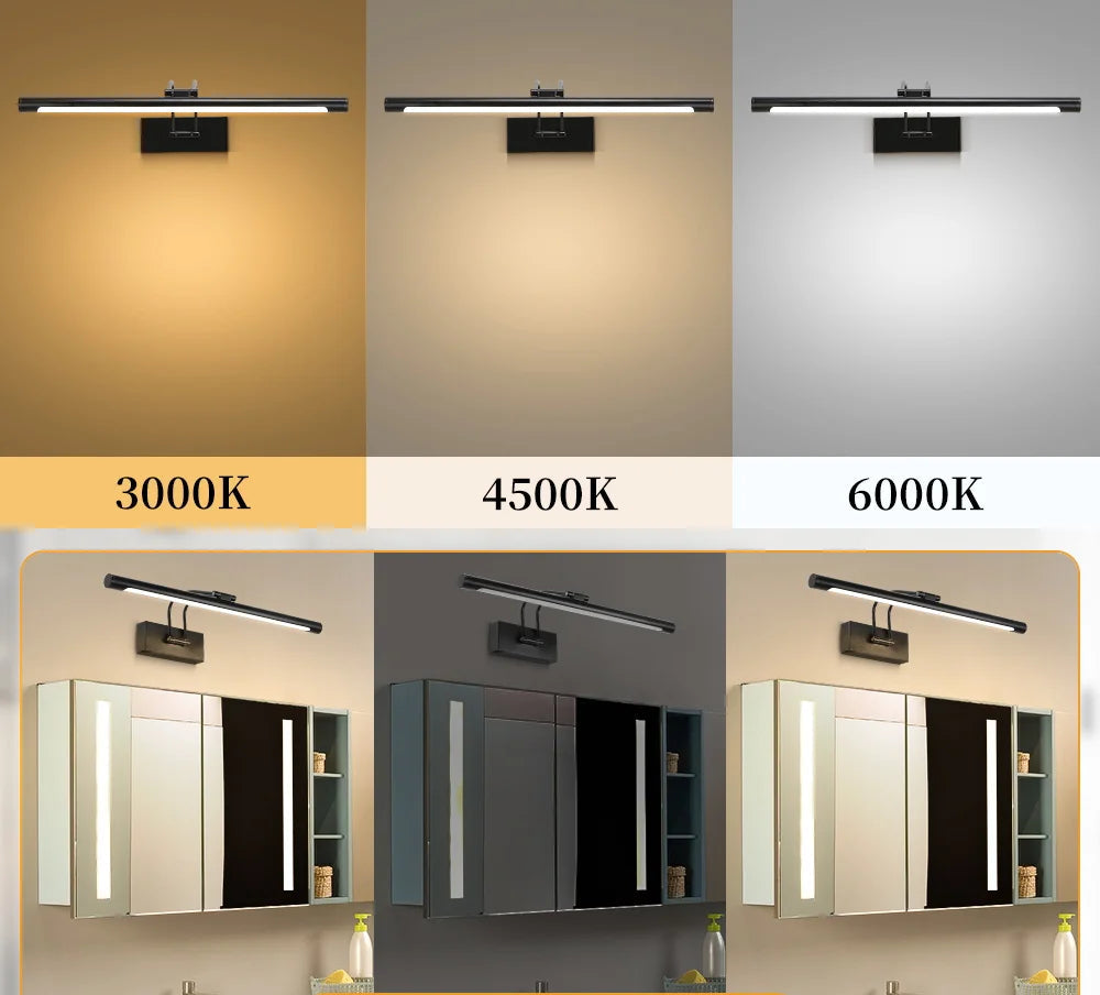 Applique Miroir LED 3 Couleurs Dimmable – Salle de Bain & Coiffeuse 50cm, 15W