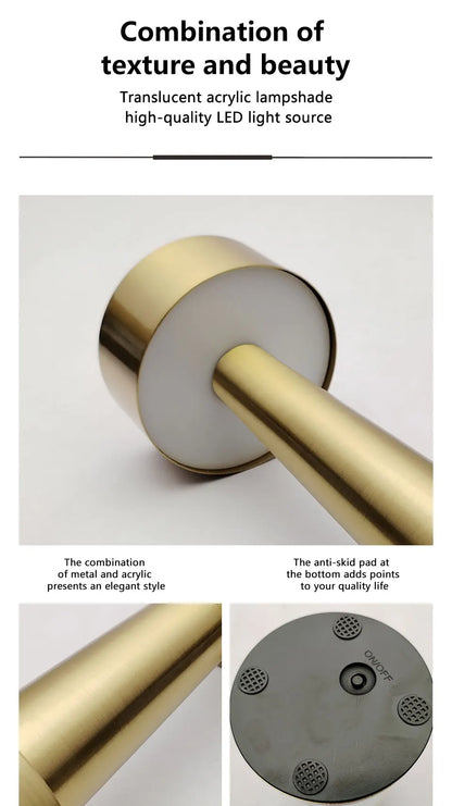 Lampe de Table LED Rétro Rechargeable – 3 Intensités & Tactile