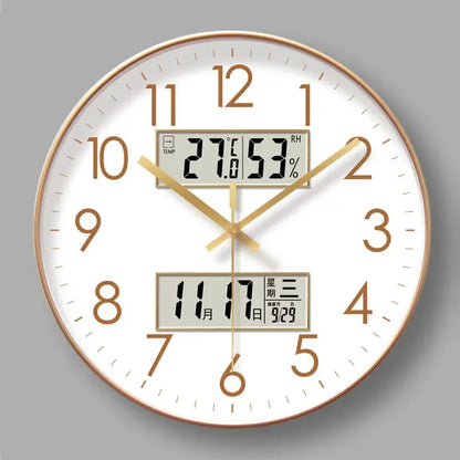 Horloge Murale Moderne – Température, Calendrier & Analogique Silencieuse