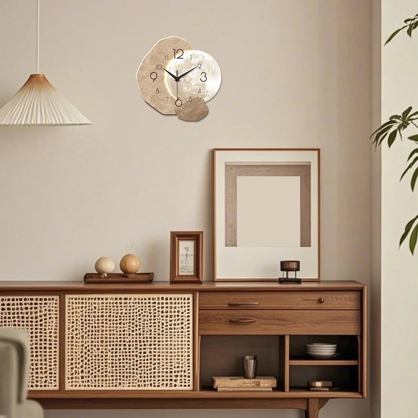 Horloge Murale Design Lune – Bois Silencieuse Style Japonais