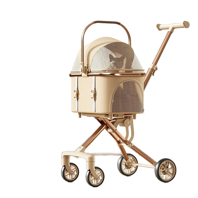 Poussette pour animaux pliable avec panier de transport détachable